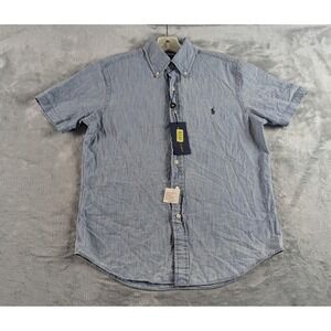Ralph Lauren Shirt Mens Small Blue Chambray Short Sleeve Button Down Pony Logo